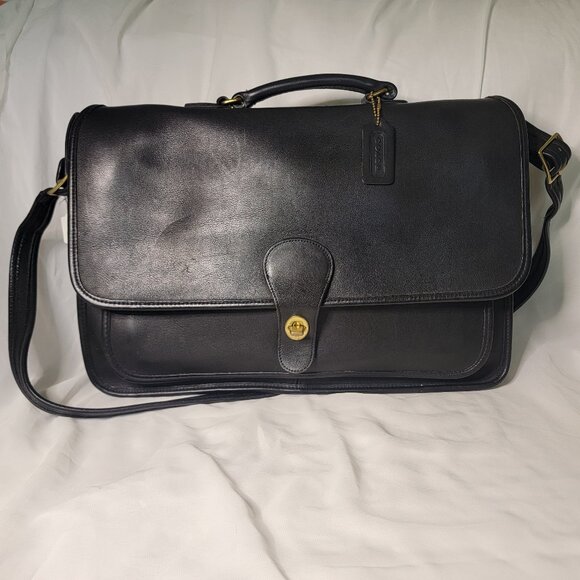 Vintage Coach Metropolitan Briefcase Black Leather 1990s Made in USA - Picture 1 of 5
